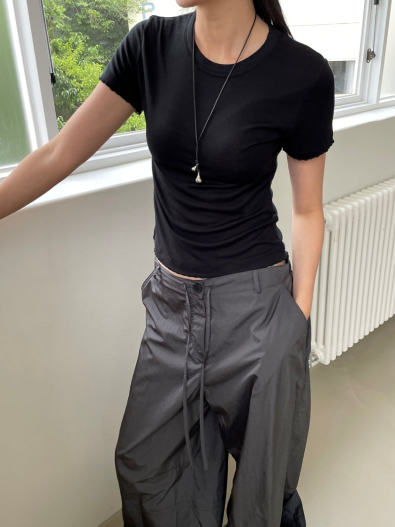 Lucy Salon - Korean Women Fashion - #momslook - Bubble Embroidered Short-Sleeve Tee