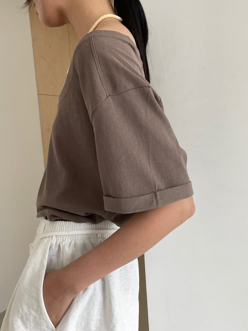 Lucy Salon - Korean Women Fashion - #momslook - Natural Roll-Up Tee