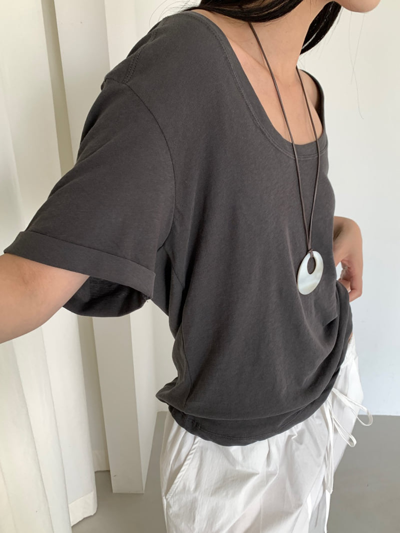 Lucy Salon - Korean Women Fashion - #momslook - Natural Roll-Up Tee - 11