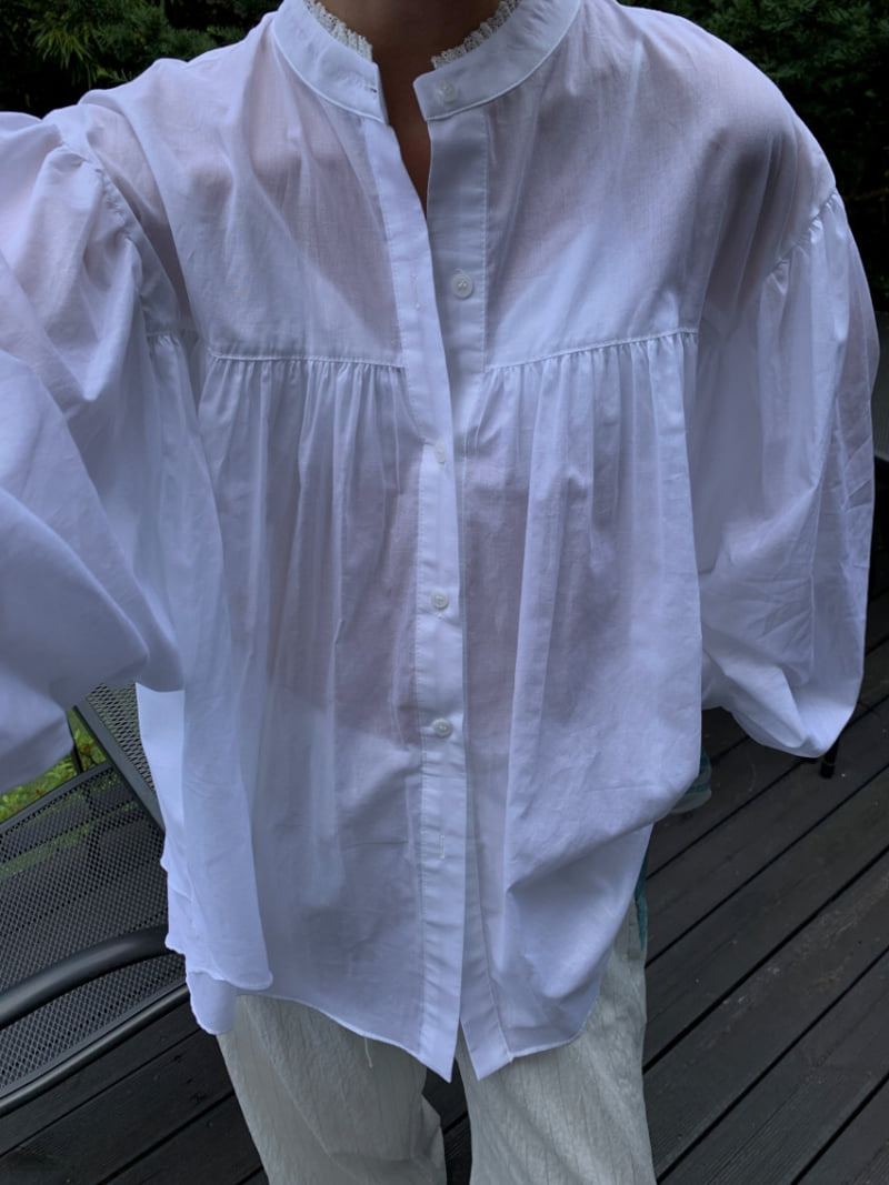 Lucy Salon - Korean Women Fashion - #restrostyle - Ruched Puff Blouse