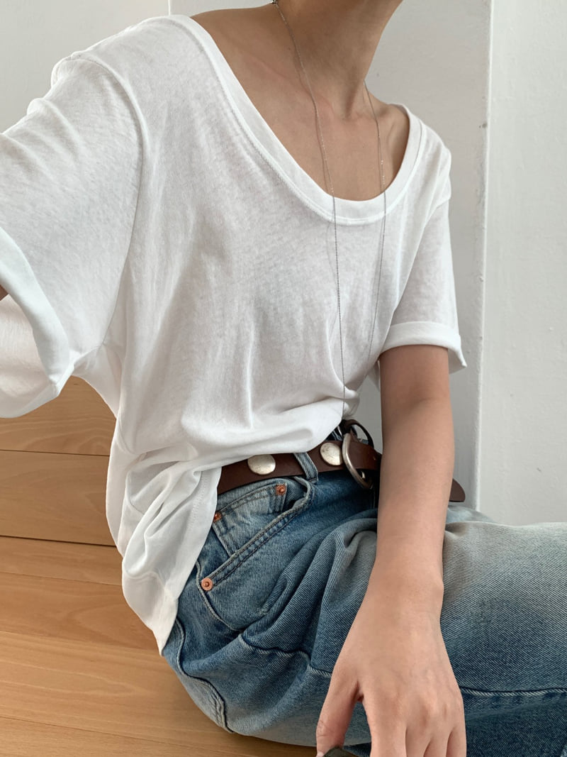 Lucy Salon - Korean Women Fashion - #restrostyle - Natural Roll-Up Tee - 6