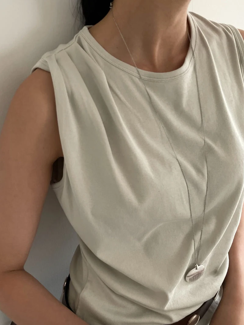 Lucy Salon - Korean Women Fashion - #romanticstyle - Draped Sleeveless Top - 2