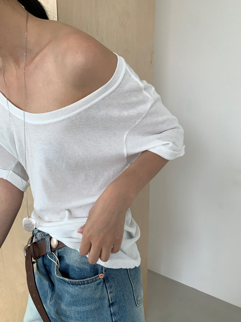 Lucy Salon - Korean Women Fashion - #shopsmall - Natural Roll-Up Tee - 8
