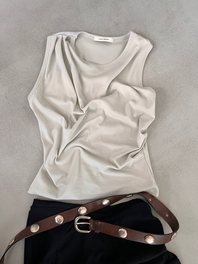 Lucy Salon - Korean Women Fashion - #shopsmall - Draped Sleeveless Top - 3