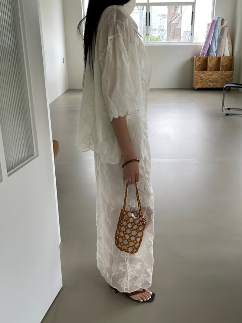 Lucy Salon - Korean Women Fashion - #womensfashion - Bay Embroidered Slit Long Skirt - 11