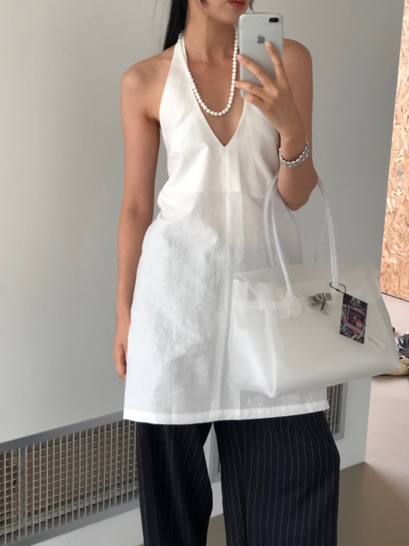Lucy Salon - Korean Women Fashion - #womensfashion - Halter V-Neck Midi One-piece