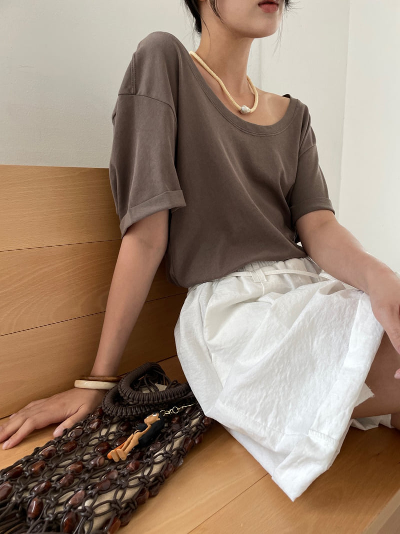 Lucy Salon - Korean Women Fashion - #womensfashion - Natural Roll-Up Tee - 2
