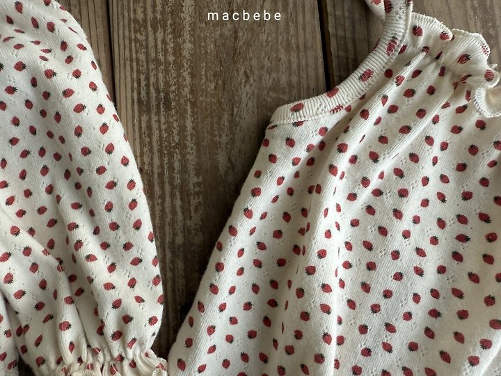 Mac - Korean Baby Fashion - #babyboutique - Strawberry Eyelet Cardigan Set - 8