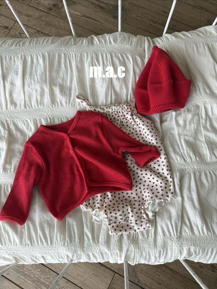 Mac - Korean Baby Fashion - #babyboutiqueclothing - Strawberry Eyelet Cardigan Set - 9