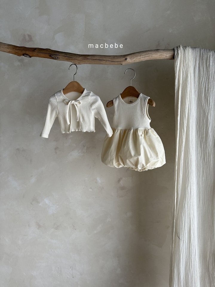 Mac - Korean Baby Fashion - #babyboutiqueclothing - Rib Cardigan One-piece Set - 5
