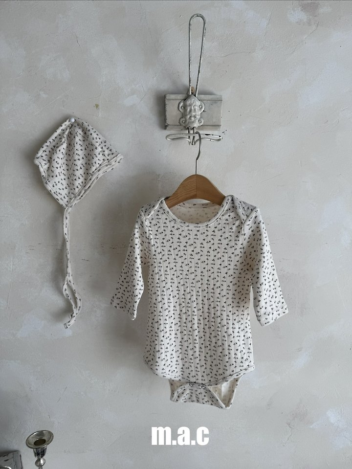 Mac - Korean Baby Fashion - #babyootd - Floral Suit (Bonnet Set) - 7