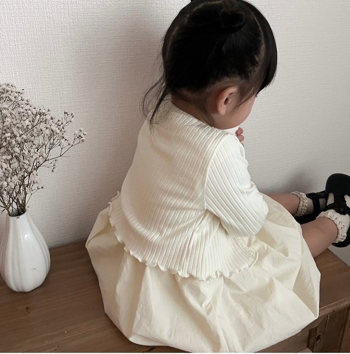 Mac - Korean Baby Fashion - #onlinebabyboutique - Rib Cardigan One-piece Set