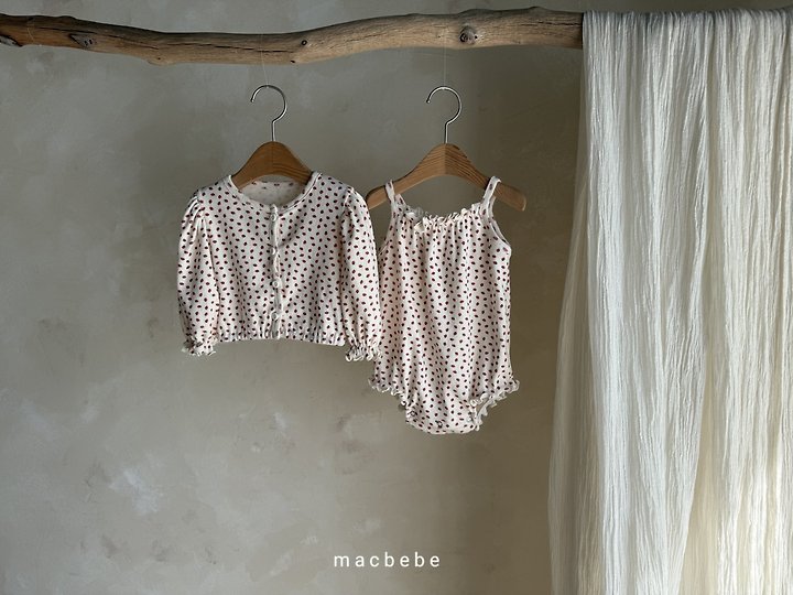 Mac - Korean Baby Fashion - #onlinebabyshop - Strawberry Eyelet Cardigan Set - 6