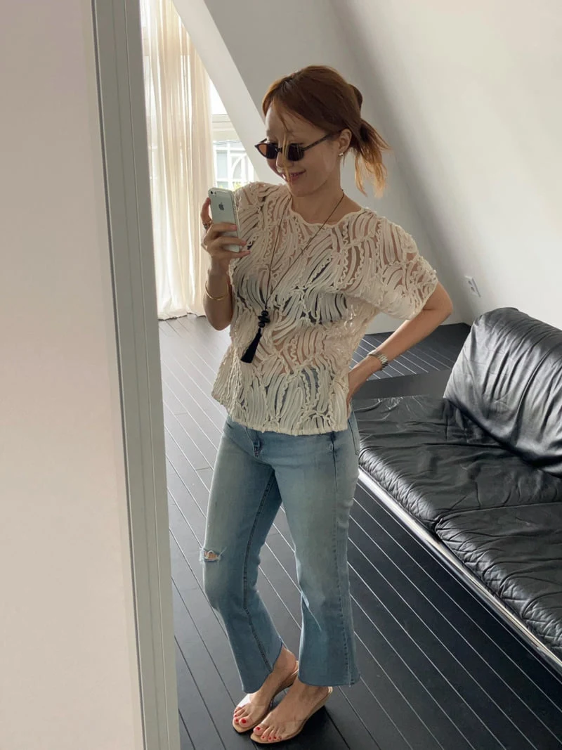 Made - Korean Women Fashion - #momslook - Wave Neck Blouse - 5