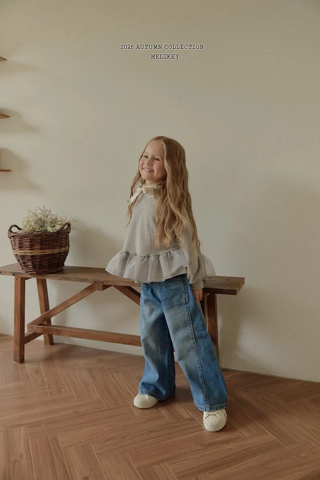 Melikey - Korean Children Fashion - #Kfashion4kids - Panel Wild Denim Pants - 6