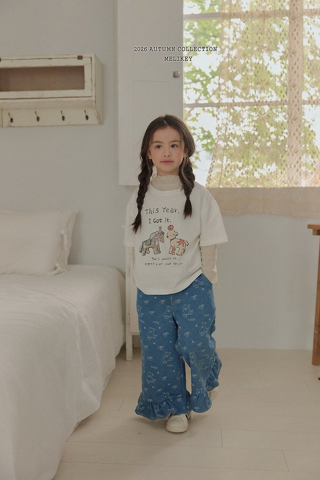Melikey - Korean Children Fashion - #Kfashion4kids - Bear Frill Jeans - 10