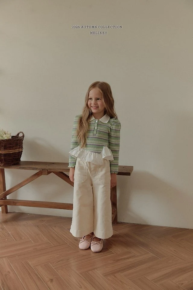 Melikey - Korean Children Fashion - #Kfashion4kids - Diagonal Frill Collar Tee - 5