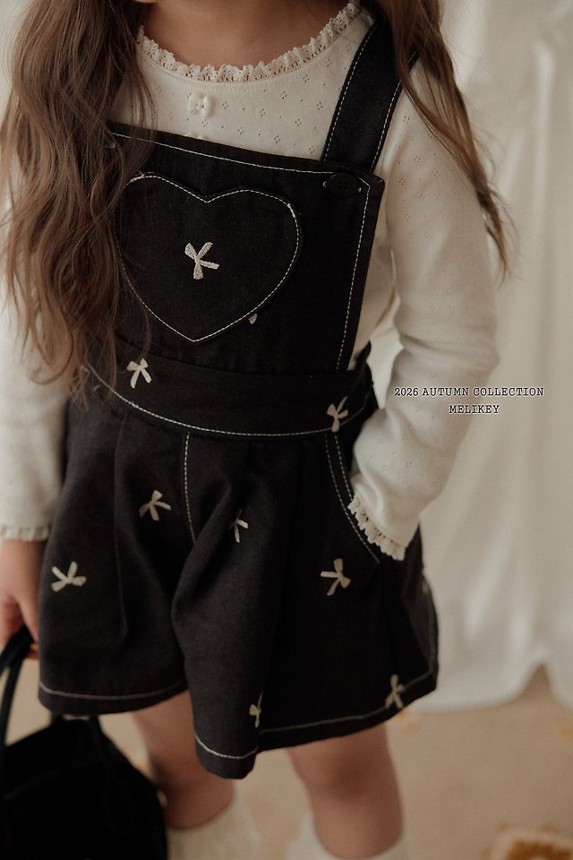 Melikey - Korean Children Fashion - #kidzfashiontrend - Ribbon Embroidered Overalls - 4
