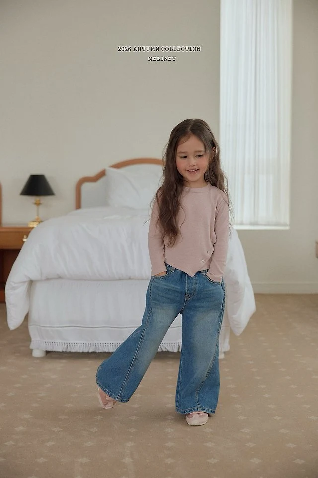 Melikey - Korean Children Fashion - #childofig - Panel Wild Denim Pants - 11