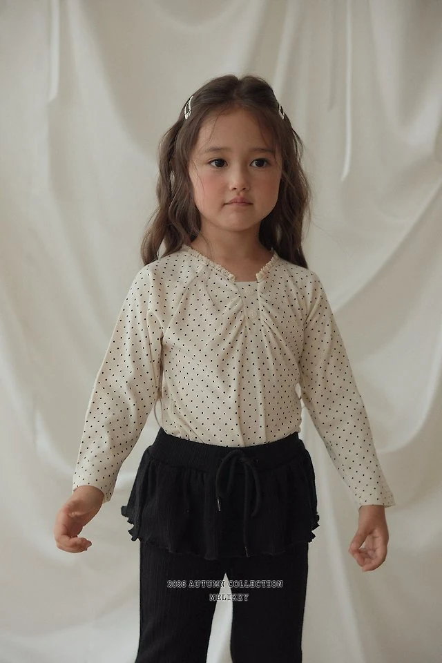 Melikey - Korean Children Fashion - #childofig - Dot Shirring Tee - 10