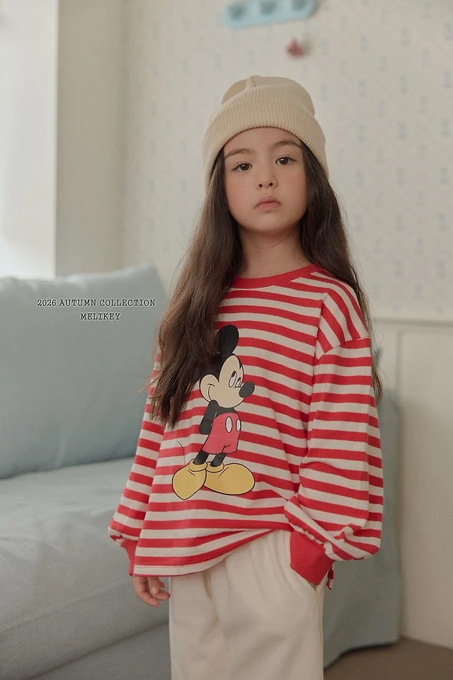 Melikey - Korean Children Fashion - #childofig - Mickey Ribbed Hem Tee - 6