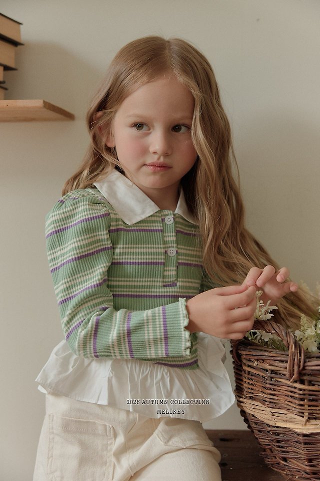 Melikey - Korean Children Fashion - #childofig - Diagonal Frill Collar Tee - 11