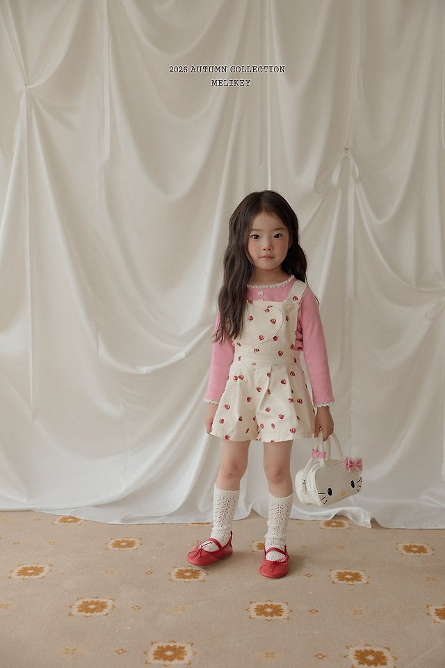 Melikey - Korean Children Fashion - #childrensboutique - Strawberry Heart Overalls - 8