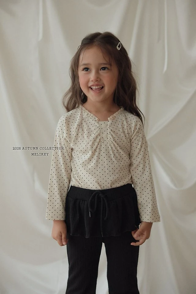 Melikey - Korean Children Fashion - #childrensboutique - Dot Shirring Tee - 11