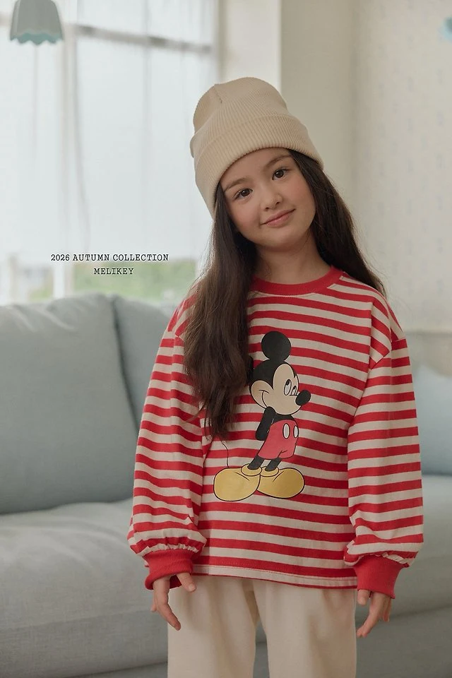 Melikey - Korean Children Fashion - #childrensboutique - Mickey Ribbed Hem Tee - 7