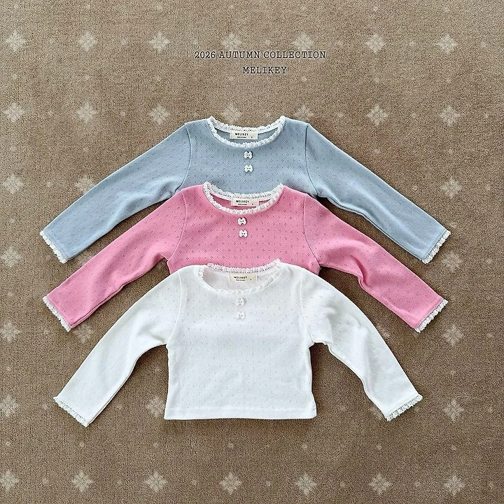 Melikey - Korean Children Fashion - #childrensboutique - Ribbon Button Tee