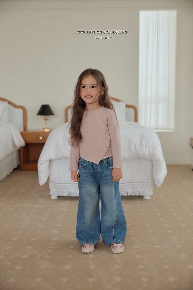 Melikey - Korean Children Fashion - #childrensboutique - Diagonal Button Tee - 11