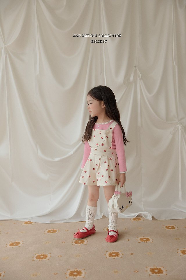 Melikey - Korean Children Fashion - #designkidswear - Strawberry Heart Overalls - 9