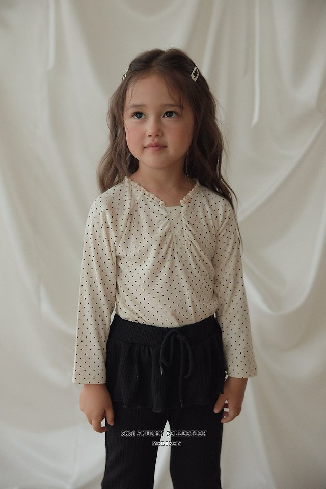 Melikey - Korean Children Fashion - #designkidswear - Dot Shirring Tee - 12
