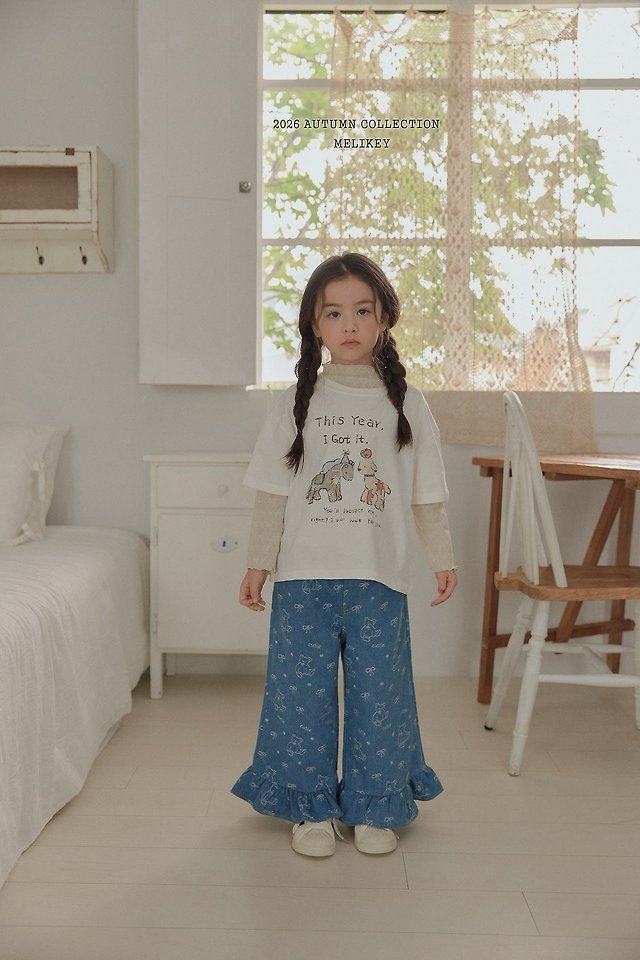Melikey - Korean Children Fashion - #childrensboutique - Bear Frill Jeans - 4