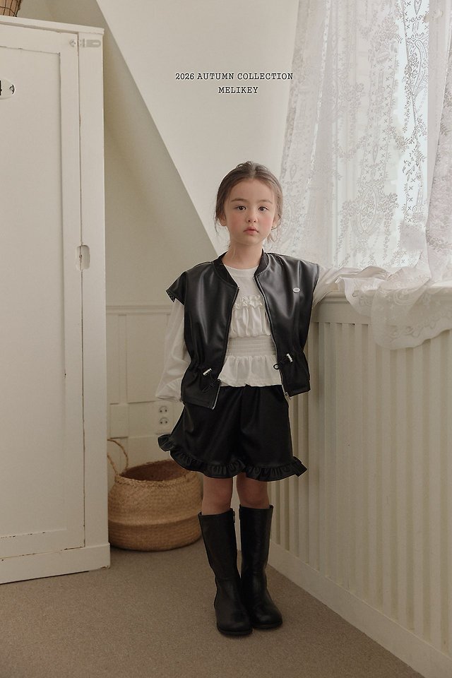 Melikey - Korean Children Fashion - #designkidswear - Leather Frill Shorts - 3