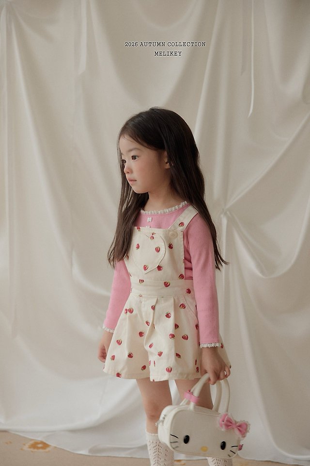 Melikey - Korean Children Fashion - #fashionkids - Strawberry Heart Overalls - 11