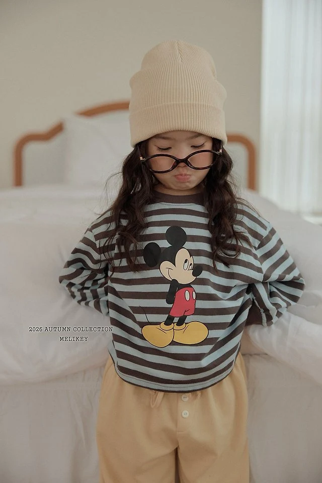 Melikey - Korean Children Fashion - #fashionkids - Mickey Ribbed Hem Tee - 10