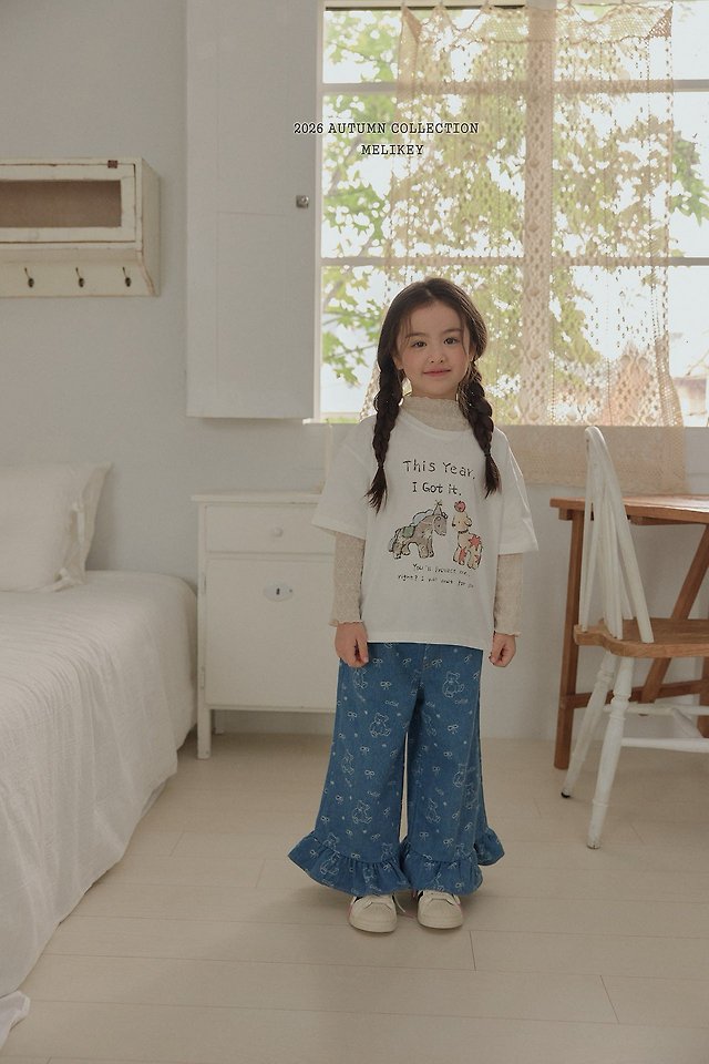 Melikey - Korean Children Fashion - #fashionkids - Bear Frill Jeans - 6