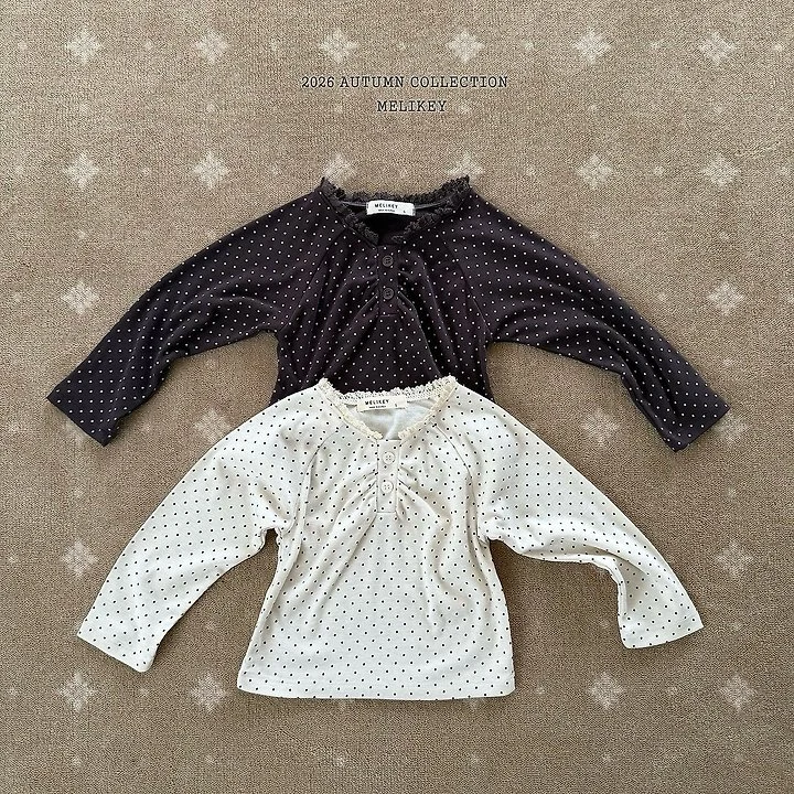Melikey - Korean Children Fashion - #kidsshorts - Dot Shirring Tee