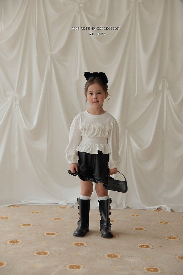 Melikey - Korean Children Fashion - #kidsshorts - Smocked Frill Tee - 6