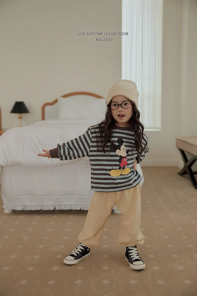 Melikey - Korean Children Fashion - #kidsshorts - Mickey Ribbed Hem Tee - 11