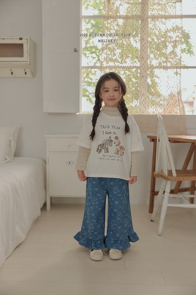 Melikey - Korean Children Fashion - #kidsshorts - Bear Frill Jeans - 7