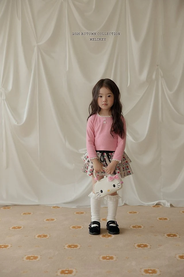 Melikey - Korean Children Fashion - #kidsshorts - Ribbon Button Tee - 5