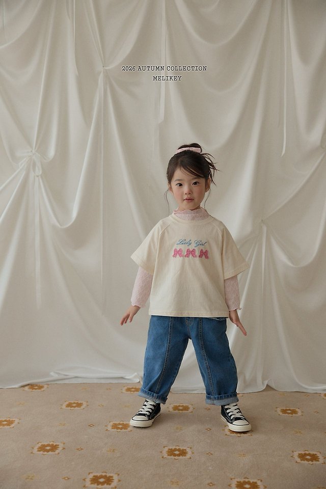 Melikey - Korean Children Fashion - #kidsstore - Frill Panel Denim Pants - 11
