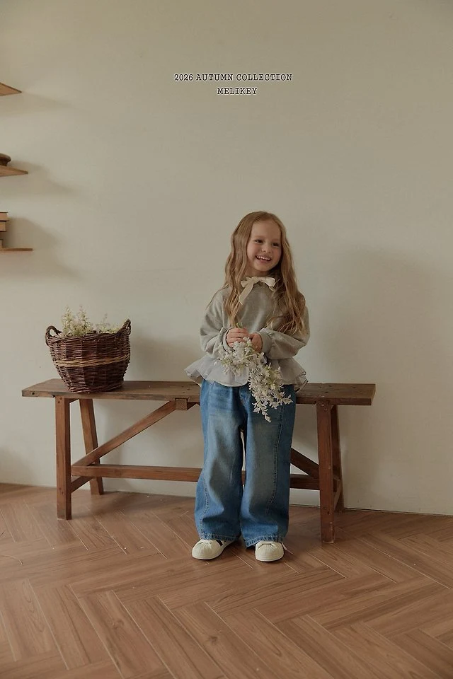 Melikey - Korean Children Fashion - #kidzfashiontrend - Panel Wild Denim Pants - 5