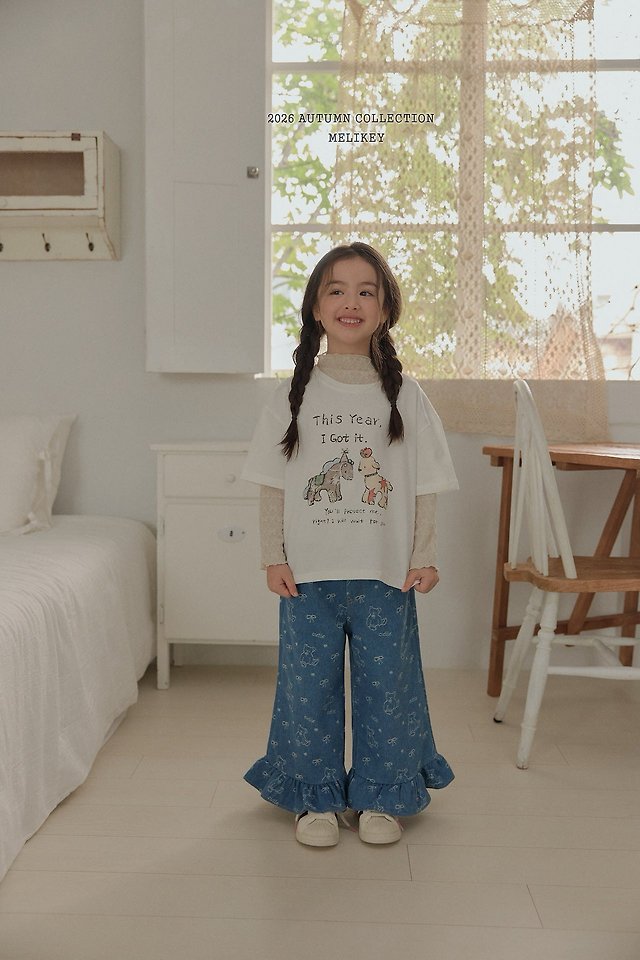 Melikey - Korean Children Fashion - #kidzfashiontrend - Bear Frill Jeans - 9