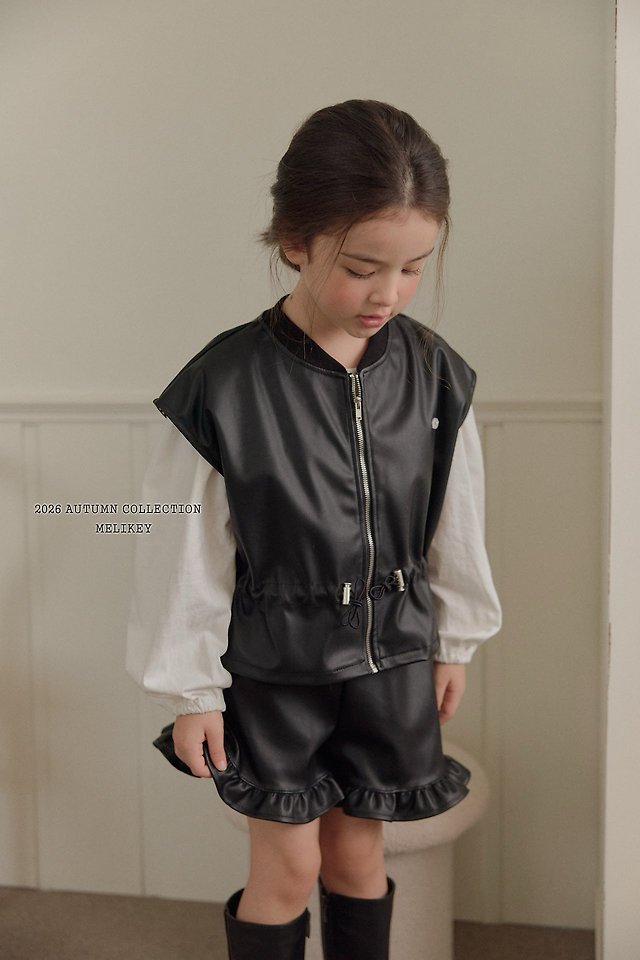 Melikey - Korean Children Fashion - #kidzfashiontrend - Leather Frill Shorts - 8