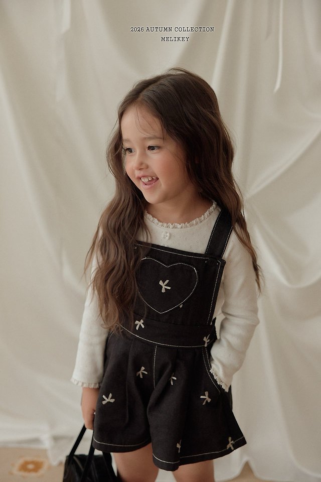 Melikey - Korean Children Fashion - #kidzfashiontrend - Ribbon Embroidered Overalls - 3