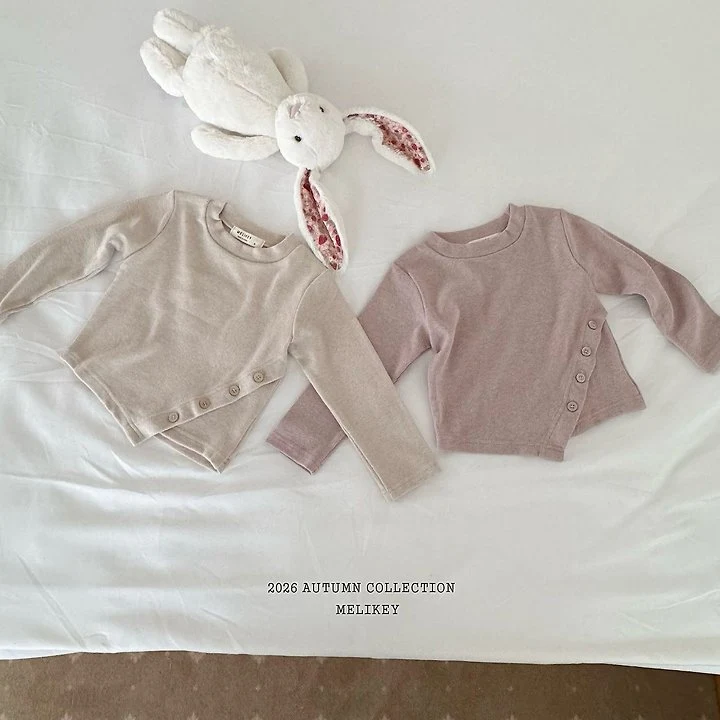 Melikey - Korean Children Fashion - #kidzfashiontrend - Diagonal Button Tee