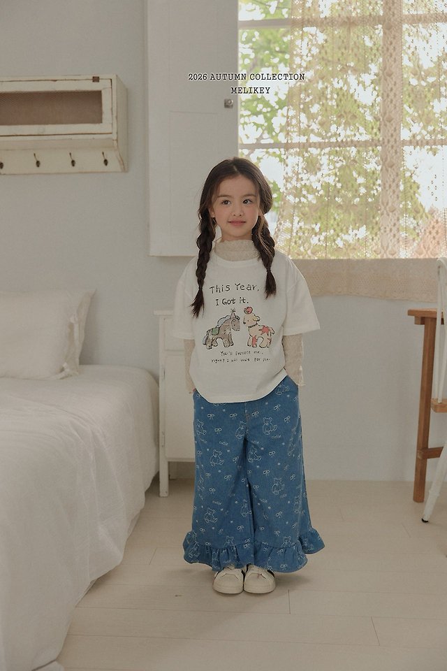 Melikey - Korean Children Fashion - #littlefashionista - Bear Frill Jeans - 11